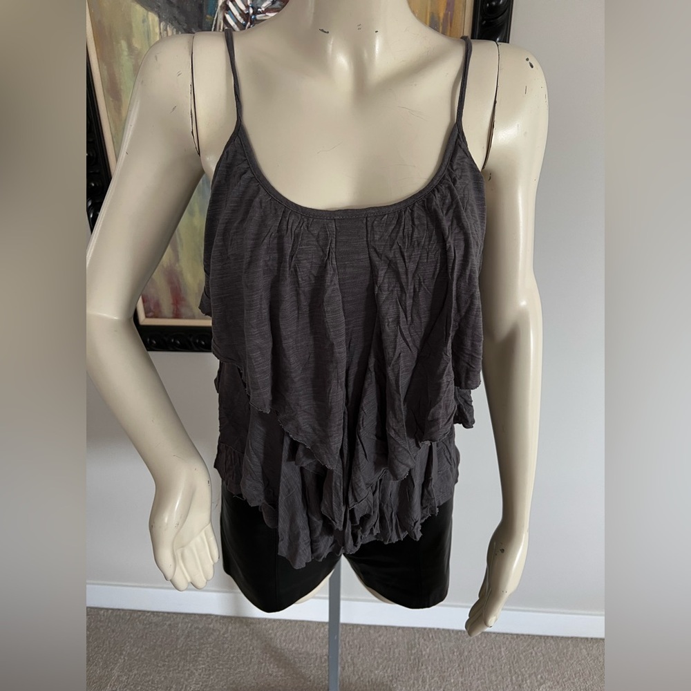 h.i.p. Gray Tiered Ruffle Spaghetti Strap Camisole - Picture 4 of 9